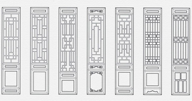 七叉镇常用中式仿古花窗图案隔断设计图