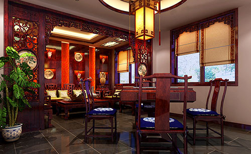 七叉镇古典中式风格茶楼包间设计装修效果图